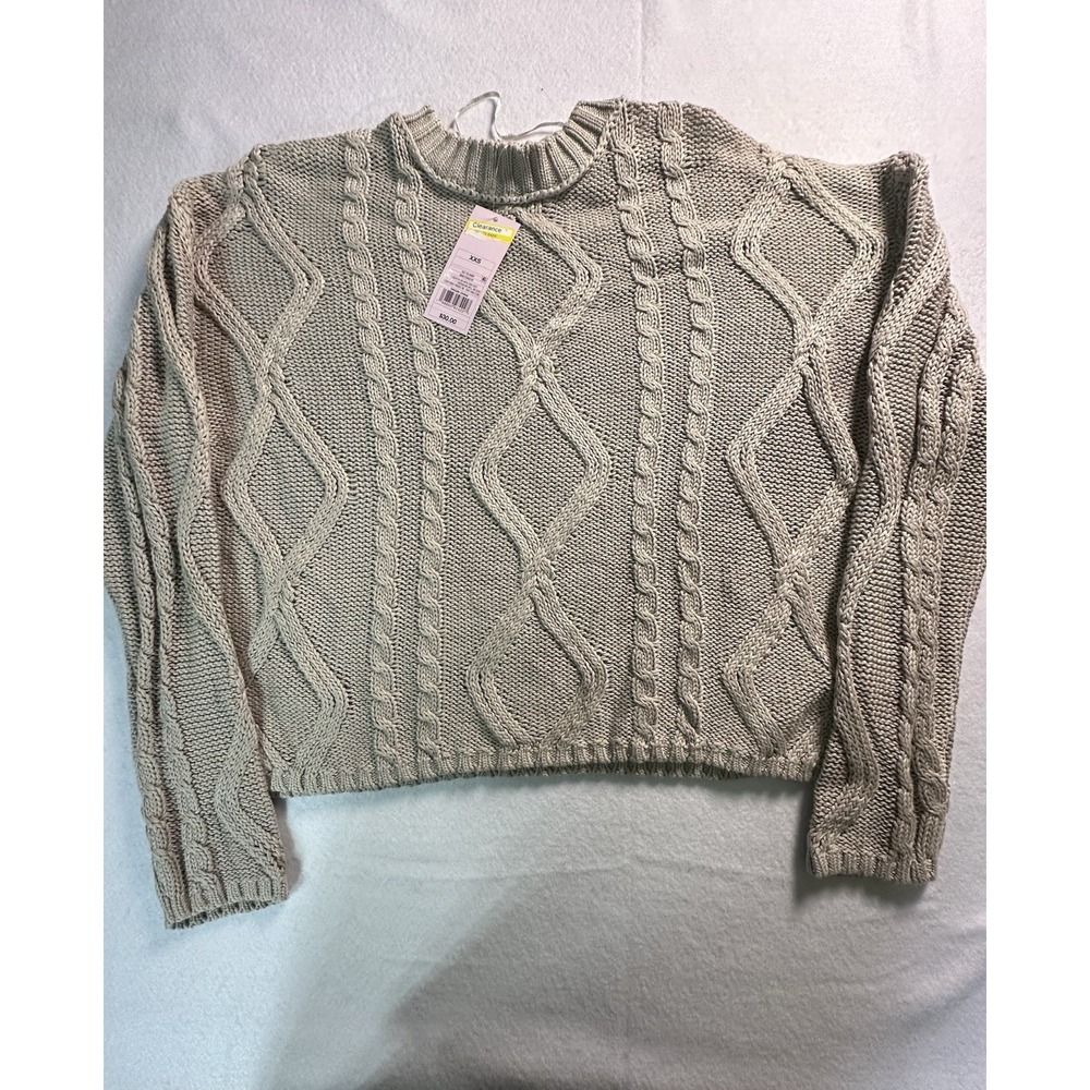 Wild Fable XXS Women's Long Sleeve Cropped Tan Sweater NWT